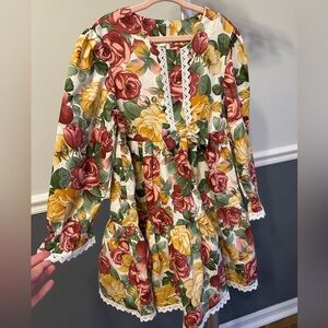 Floral Dress with Lace Trim